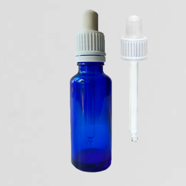 PET Flasche aus Blauem Glas 30 ML mit Pipette 1 LEV Natur